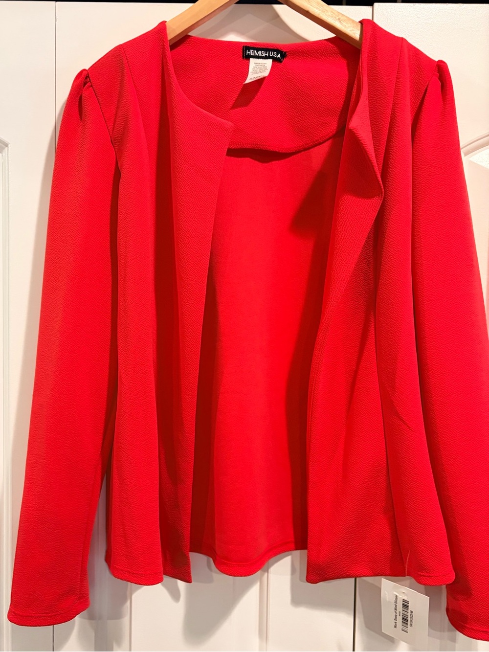 HEIMISH USA Red Open-Front Draped Blazer Tunic